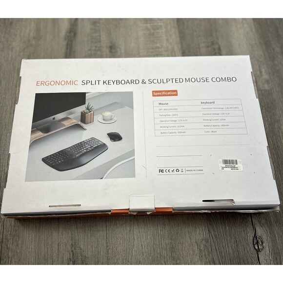 Ergonomic Wireless Split Keyboard Mouse ProtoArc EKM01 Full Size Ergo Bluetooth - Picture 2 of 11